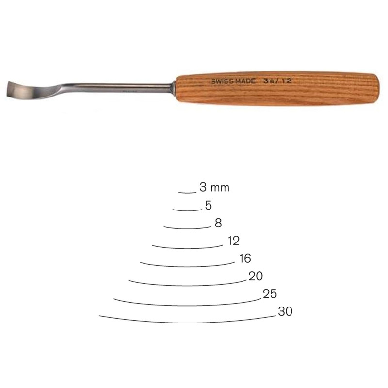 Spoon Gouge - Types:Full Size - Sweep:Number 3 - Size:3 mm